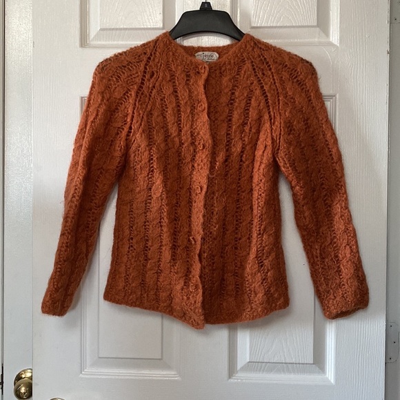 Vintage Sweaters - VTG Joyce Sportswear Pumpkin Cardigan Sweater